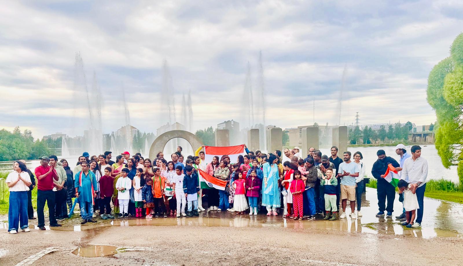 Indian community celebrating 79th Independence Day at Ainolanpuisto by the OULU landmark
