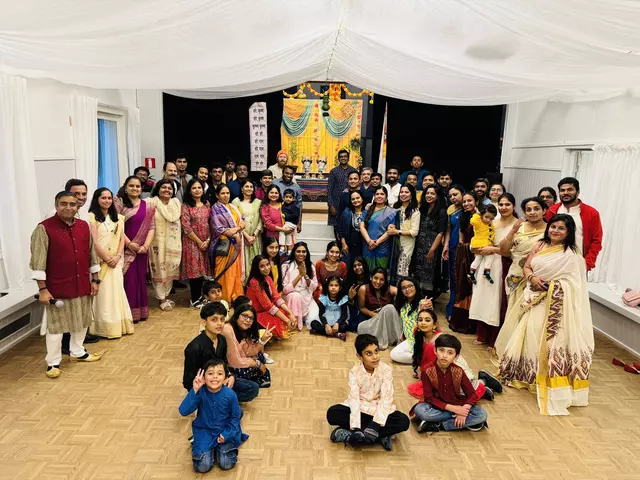 Children and families enjoying Janmashtami celebrations