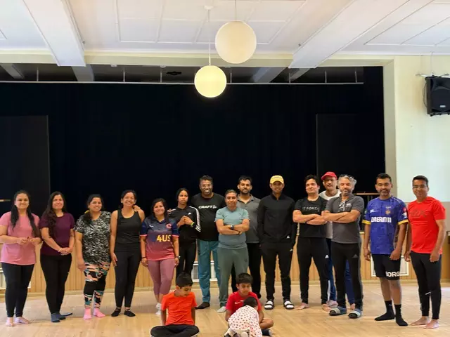 Yoga practice session with community members