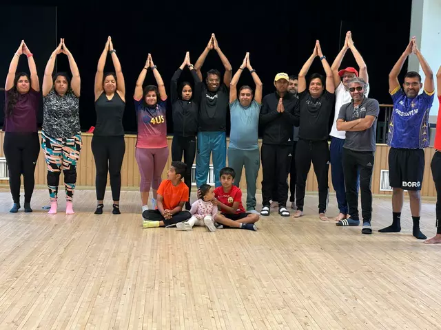 Yoga practice session with community members