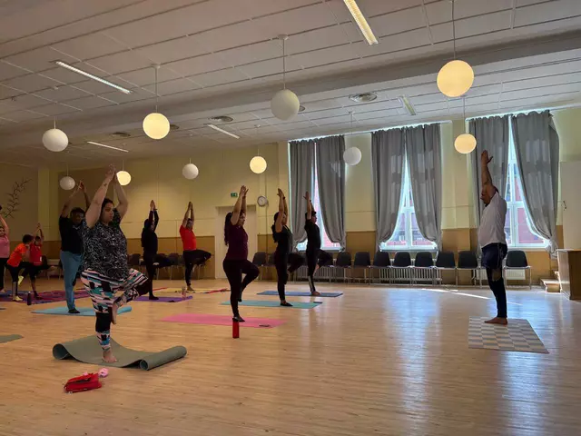 Yoga practice session with community members